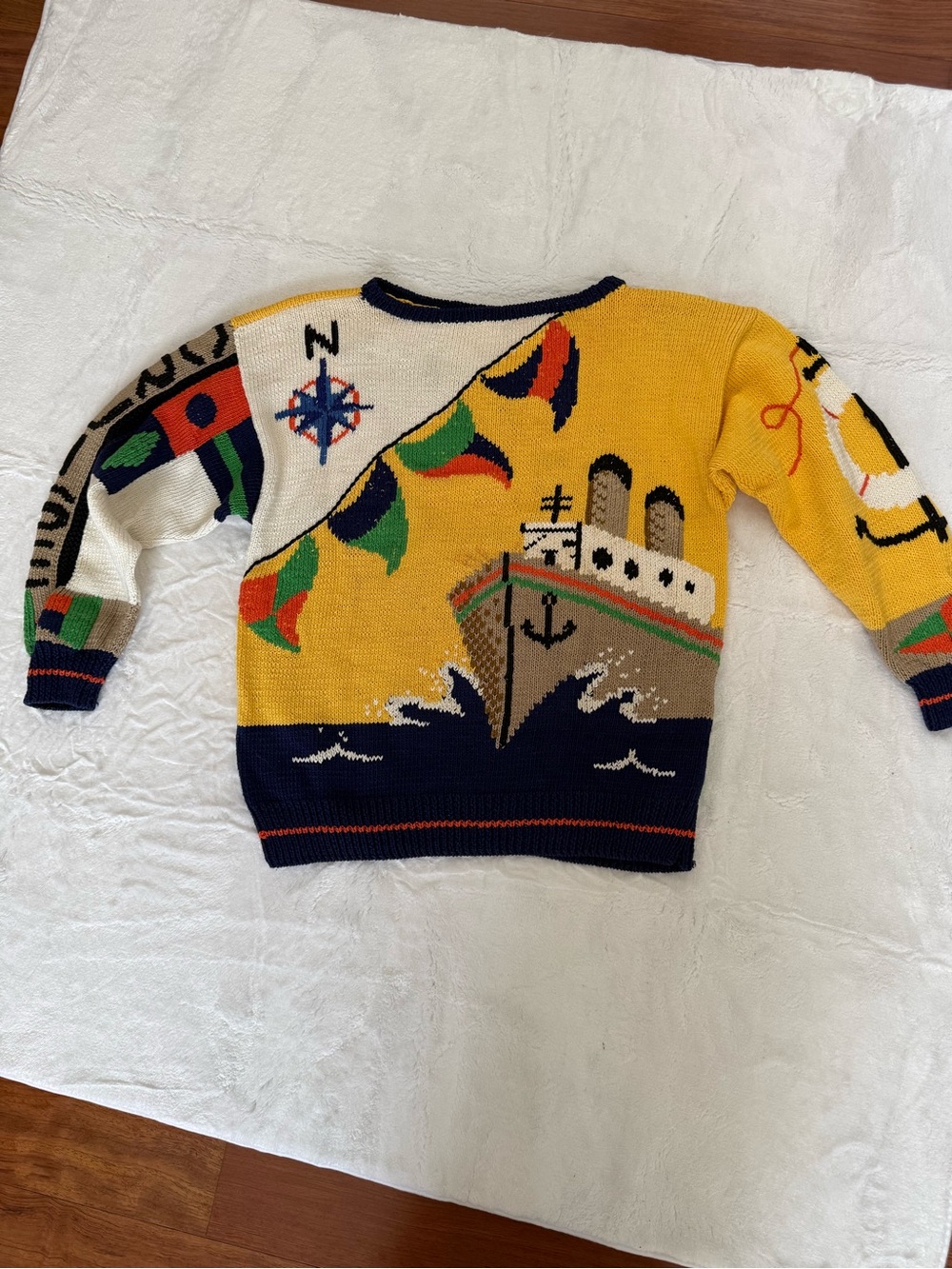 Unique Handmade Nautical Sweater Cruise Seaside Boat Theme Cotton Sweater